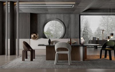 现代家居餐厅3D模型下载